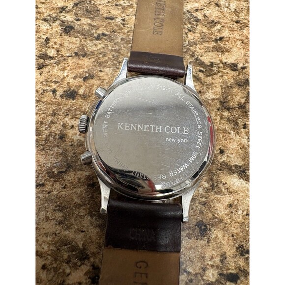 Kenneth Cole New York Men’s Chronograph Watch Silver Dial Brown Leather main image 7